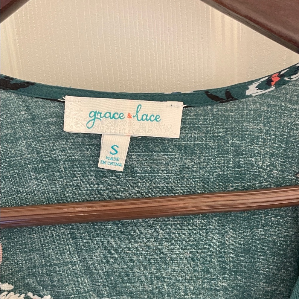 Grace & Lace Teal Floral Midi Dress - Picture 3 of 5